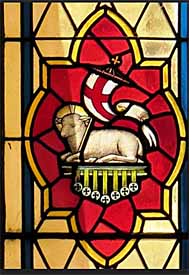 Agnus Dei, stained glass, St Patrick's Catholic Church, Lilydale, Victoria, Australia.