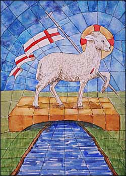 'Conquering Lamb of Revelation,' an original watercolor by Ralph F. Wilson (10 x 14 inches).