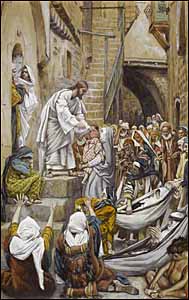 James J. Tissot, 'All the City Was Gathered at His Door' (1886-94), gouache on gray wove paper, 11.19 x 17.06 in., Brooklyn Museum, New York.