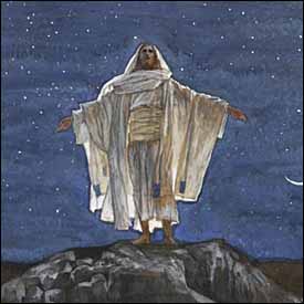 James J. Tissot, detail of 'Jesus Goes Up Alone onto a Mountain to Pray' (1886-94), gouache on gray wove paper, Brooklyn Museum, New York.