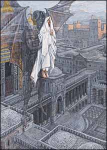 James J. Tissot, 'Jesus Carried Up to a Pinnacle of the Temple' (1886-94), gouache on gray wove paper, 8.75 x 6.25 in. Brooklyn Museum, New York.