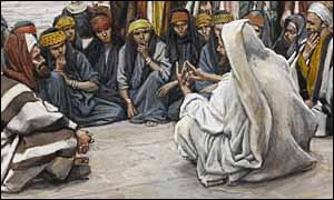 James Tissot, 'Jesus Speaks near the Treasury' (1886-96), gouache on paper, Brooklyn Museum, NY.