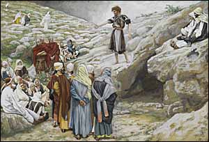 James J. Tissot, 'Saint John the Baptist and the Pharisees' (1886-94), gouache on gray wove paper, 6.19 x 9.06 in., Brooklyn Museum, New York.