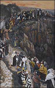 James J. Tissot, 'The Brow of the Hill Near Nazareth' (1886-94), gouache on gray wove paper, 8.7 x 5.25 in., Brooklyn Museum, New York.