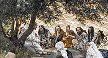 James J. Tissot, 'The Exhortation to the Apostles' (1886-94), gouache on gray wove paper, 6.4 x 8.7 in., Brooklyn Museum, New York.