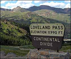 Loveland Pass, Continental Divide, Elevation 11,990 feet.