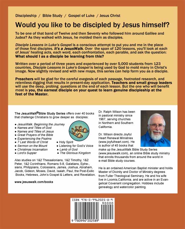 Discipleship Training in Luke's Gospel (2020), back cover.