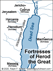 [Map] John the Baptist was imprisoned and executed by Herod Antipas at the Fortress Marchaerus about 30-31 AD.