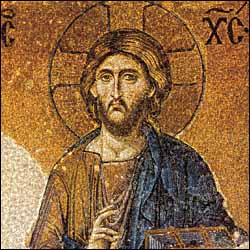 Pantocrator mosaic from the Deesis Panel of the South Gallery of the Hagia Sophia (1185-1204).