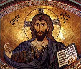 Christ Pantocrator (1148 AD), mosaic, dome of Cathedral of Cefalu, Palermo, Italy
