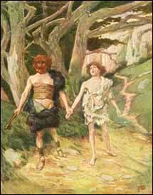 James J. Tissot, Cain Leadeth Abel to Death (1896), watercolor.