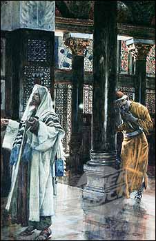 James J. Tissot, 'The Pharisee and the Publican' (1886-1894), gouache on gray wove paper,  9-7/8 x 6 1/2 inches, The Jewish Museum, New York.