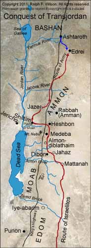 Conquest of the Transjordan, route of Israelites and King's highway