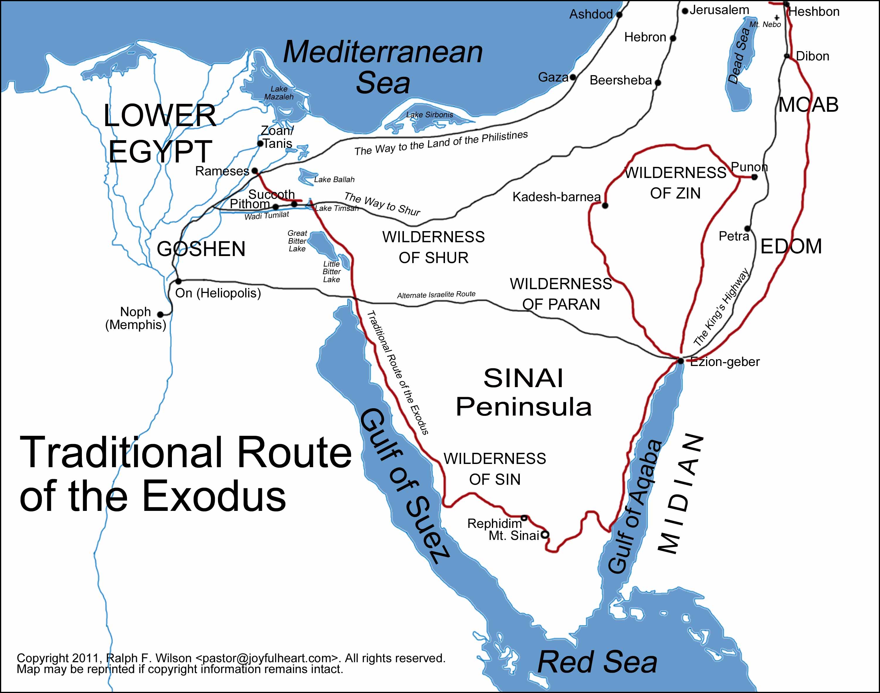 israel journey out of egypt map