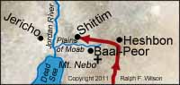 Map of Israelite camp at Shittim near the Moabites living at Baal-Peor