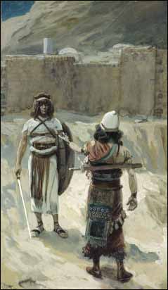 James J. Tissot, 'Joshua and the Angel before Jericho' (1896-1902), gouache on board, The Jewish Museum, New York.