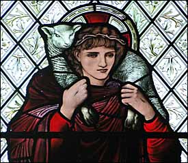 Edward Burne-Jones, Good Shepherd stained glass window (1895), Harris Manchester College, Oxford