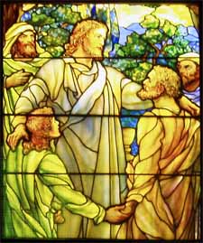 Jesus is the one who calls men and women to follow his Way. Louis Comfort Tiffany, detail from 'Christ and the Apostles' (1890), Richard H. Driehaus Gallery of Stained Glass at Navy Pier, Chicago