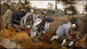 Pieter Bruegel the Elder, 'The Blind Leading the Blind' (1568), distemper on linen canvas, 34 x 61 in.