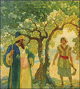 N.C. Wyeth, 'The Barren Fig Tree,' from an oil painting, one of a set of six Christmas cards on Jesus' parables published 1923.