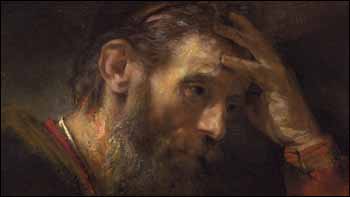 Rembrandt, detail from Apostle Paul (1657), oil on canvas, National Gallery of Art, Washington, DC.