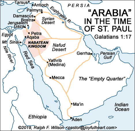 Map: Arabia in the Time of St. Paul (Galatians 1:17)
