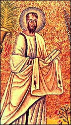 St. Paul with his book (rotulus), Arian Baptistery, Ravenna, Italy. Mosaic, early sixth century.