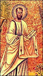 St. Paul with his book (rotulus), Arian Baptistery, Ravenna, Italy. Mosaic, early sixth century.