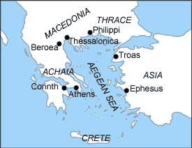 Map of Macedonia, Greece, and Asia Minor