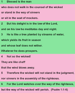 The positive is highlighted in green, the negative in red.