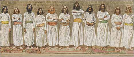 Worship in the temple featured levitical singers, such as the families of Asaph and Zadok. James J. Tissot, 'The Choristers' (1896-1902)