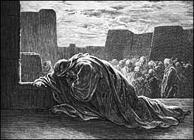 Gustav Dor, detail from Ezra in Prayer (1866), engraving, from La Grande Bible de Tours.