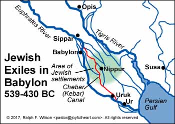 Probable location of the Chebar Canal near Nippur. Since 539 BC, the Persian Gulf has silted up, extending the outlet of the Tigris and Euphrates Rivers into the Gulf by many miles