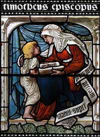 Edward Burne-Jones, 'St. Timothy and His Grandmother Lois' (c. 1872), Vyner Memorial Window in Oxford Cathedral. 