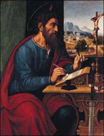 Pier Francesco Sacchi (c. 1485-1528), 'Saint Paul Writing' (1520s), oil on poplar, 106 x 81.9 cm. The National Gallery, Trafalgar Square, London.